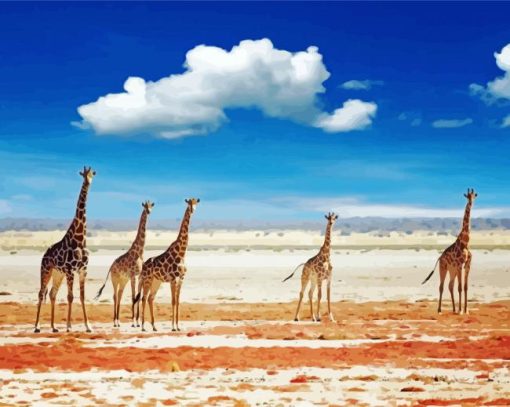 Giraffes On Beach Diamond Paintings