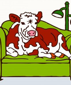 Cow In A Sofa Diamond Paintings