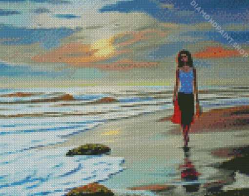 Girl On Beach Diamond Paintings