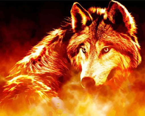 Artistic Fire Wolf Diamond Paintings