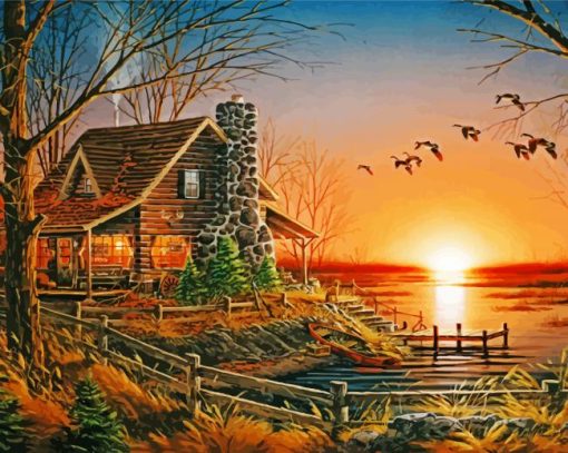 Fishing Cabin Art Diamond Paintings