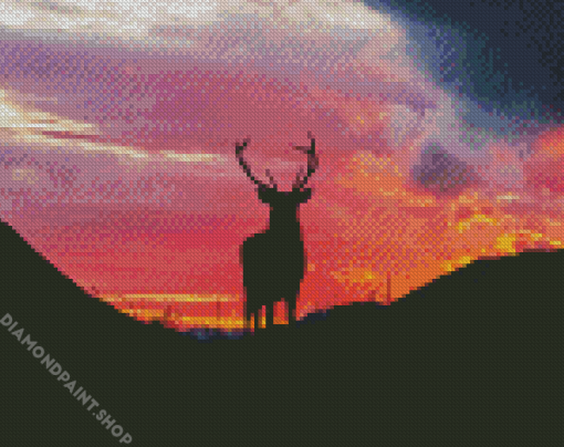 Highland Stag Silhouette Diamond Paintings