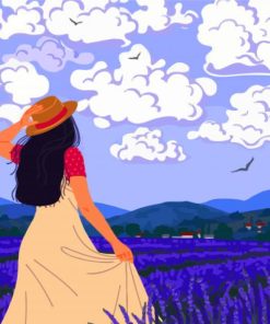 Girl In Lavender Field Diamond Paintings