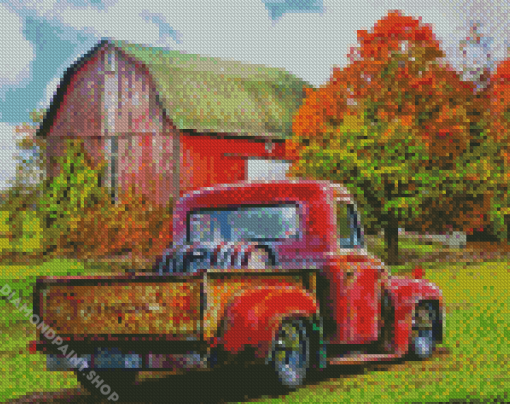 Vintage Truck And Barn Diamond Paintings