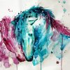 Pink And Blue Horses Diamond Paintings