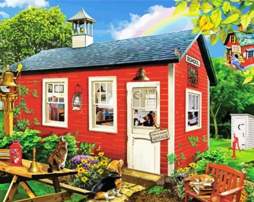 Red Schoolhouse Diamond Paintings