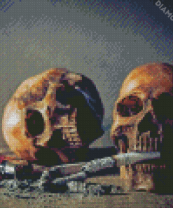 Skulls With Cigarette Diamond Paintings