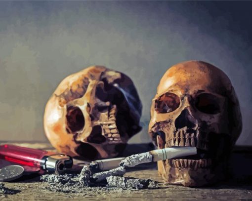 Skulls With Cigarette Diamond Paintings