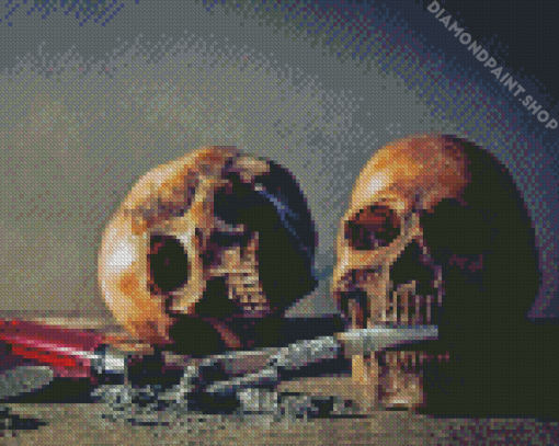 Skulls With Cigarette Diamond Paintings