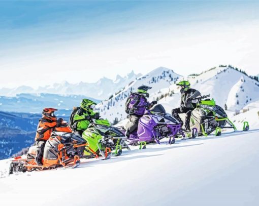 Snowmobile Riders Diamond Paintings