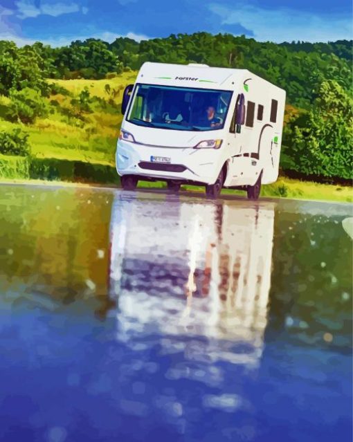 White Motorhome Diamond Paintings