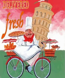 Italian Chef On A Bicycle Diamond Paintings