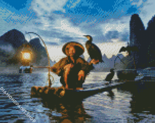 Man On Boat Diamond Paintings