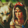 Woman And Wolf Diamond Paintings