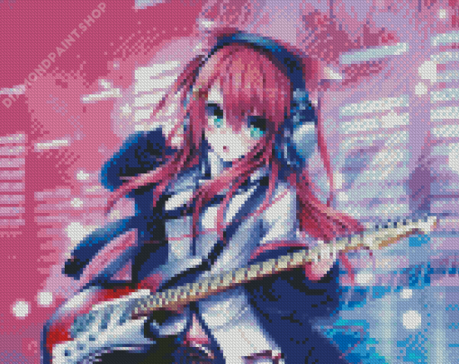 Anime Girl With Electric Guitar Diamond Paintings