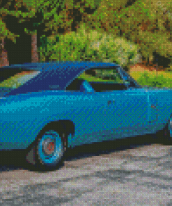 Blue Dodge Charger Car Diamond Paintings