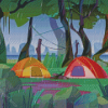 Camping In The Rain Diamond Paintings