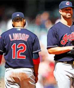 Cleveland Indians Players Diamond By Paintings