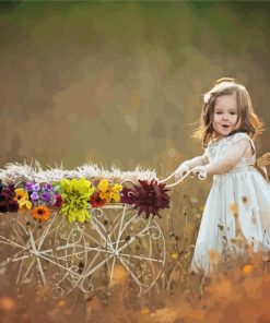 Girl With Flower Cart Diamond Paintings