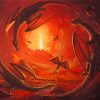 Fantasy Circular Dragons Art Diamond Paintings