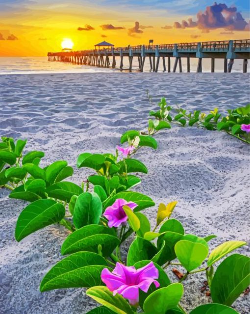 Flowers On Beach Diamond Paintings