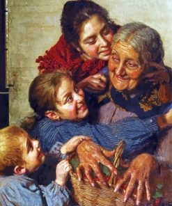 Grandma With Kids Diamond Paintings