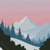 Illustration Mountains Diamond Paintings