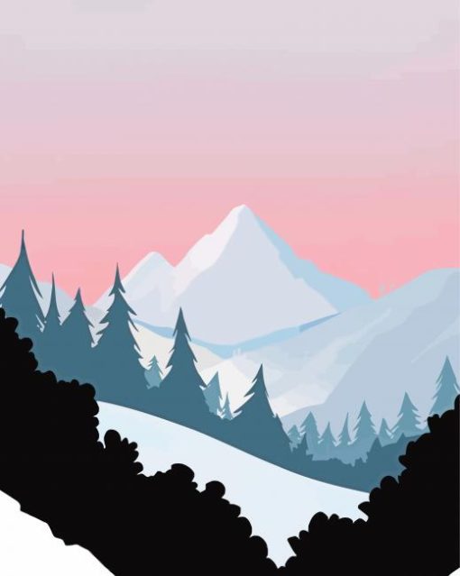 Illustration Mountains Diamond Paintings