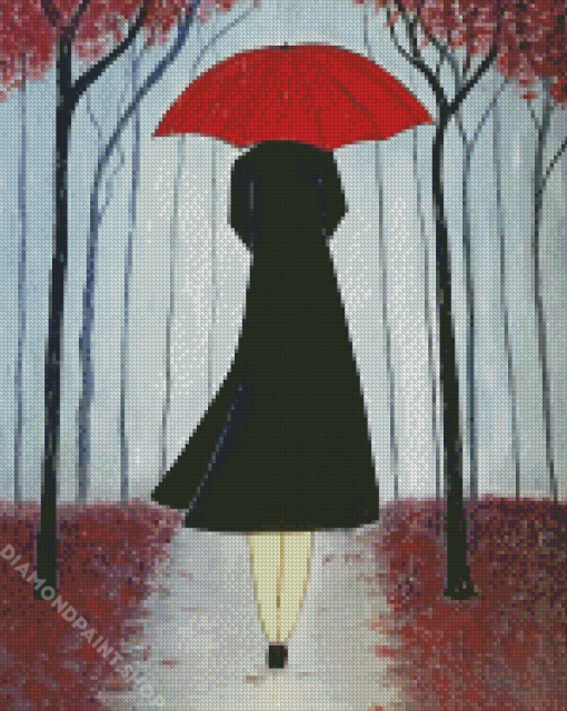 Lady With Umbrella Diamond Paintings