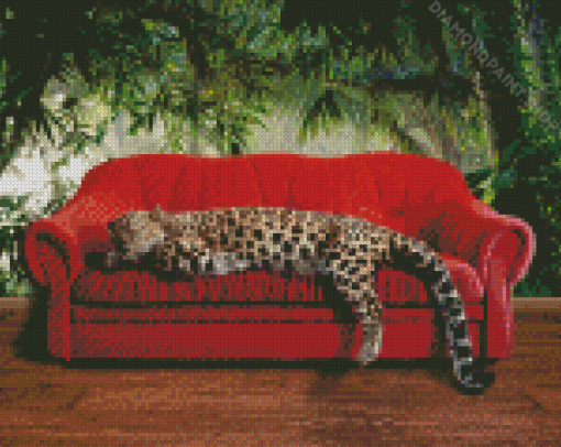 Leopard On Sofa Diamond Paintings