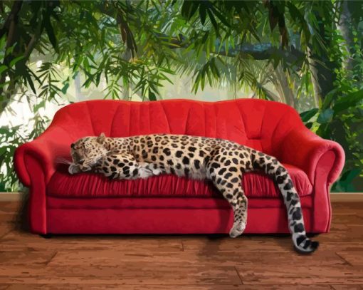 Leopard On Sofa Diamond Paintings