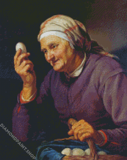 Old Lady And Eggs Diamond Paintings