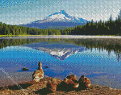 Oregon Mountains Lake Diamond Paintings