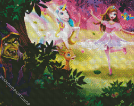 Princess And Unicorn Dancing Diamond Paintings