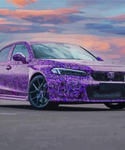 Purple Honda Hatchback Diamond Paintings