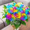 Rainbow Rose In Vase Diamond Paintings