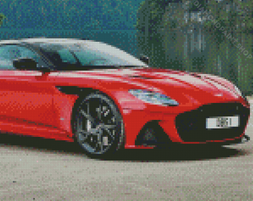 Red Aston Martin Car Diamond Paintings