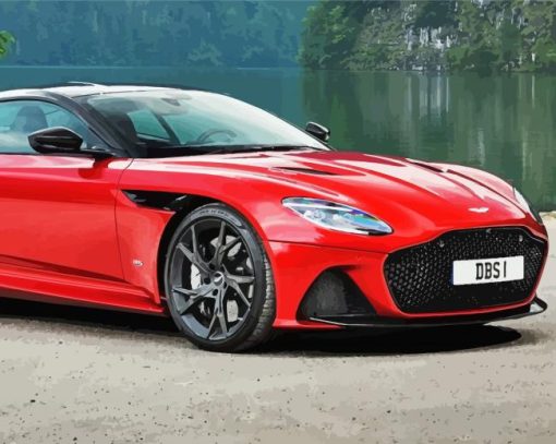 Red Aston Martin Car Diamond Paintings