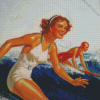 Retro Girls Surfing Diamond Paintings