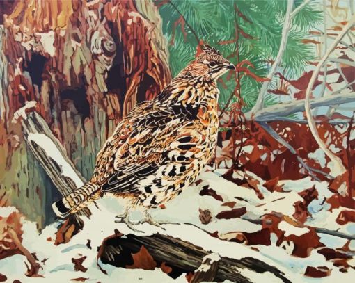 Ruffed Grouse In Snow Diamond Paintings