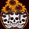 Skull And Sunflowers Diamond Paintings