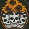 Skull And Sunflowers Diamond Paintings