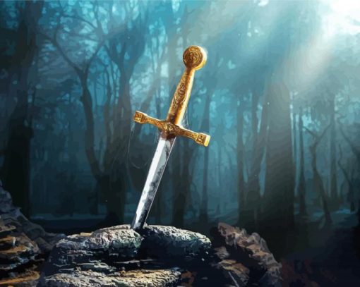 The Sword Excalibur In Stone Diamond Paintings