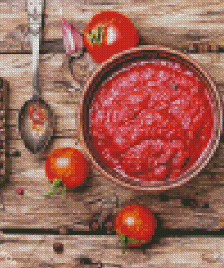 Ketchup And Chilly With Spices Diamond Paintings