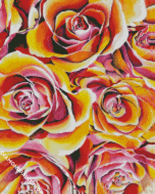 Yellow And Pink Roses Diamond Paintings