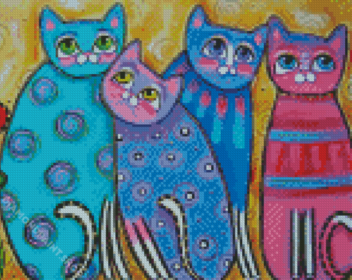 Abstract Colorful Cats Diamond Paintings