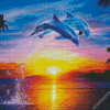 Dolphins At Sunset Diamond Paintings