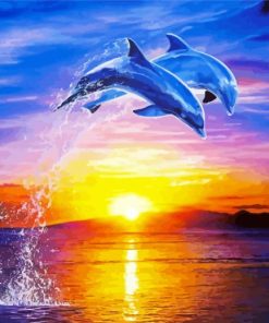 Dolphins At Sunset Diamond Paintings