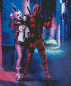 Harley Queen And Deadpool Art Diamond Paintings