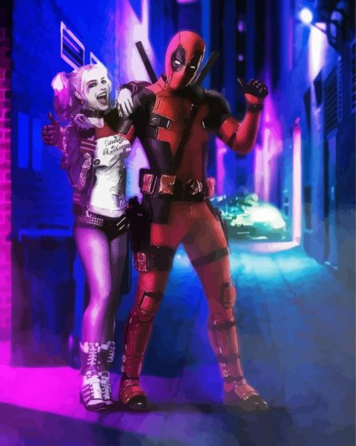 Harley Queen And Deadpool Art Diamond Paintings